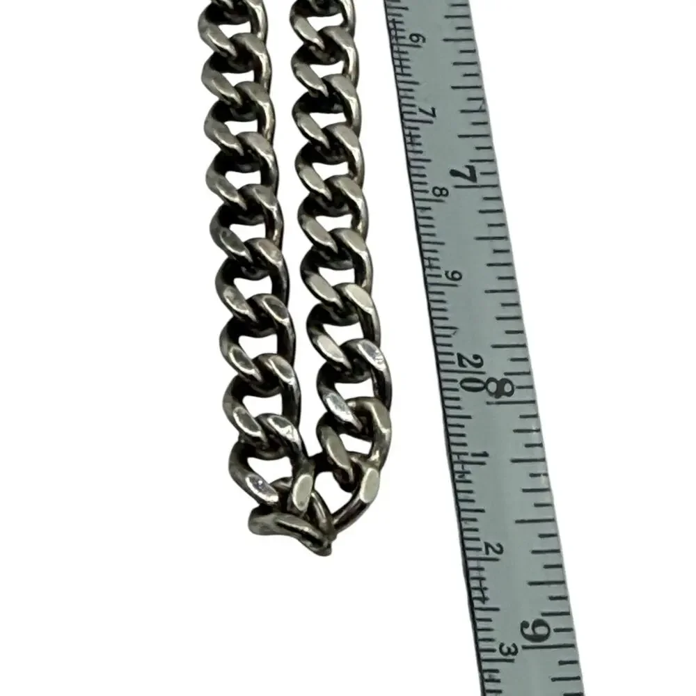 CHANEL Vintage 1996 Silver-Tone CC Turn Lock Chain Necklace